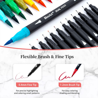 AenArt Dual Brush Marker Pens image 1