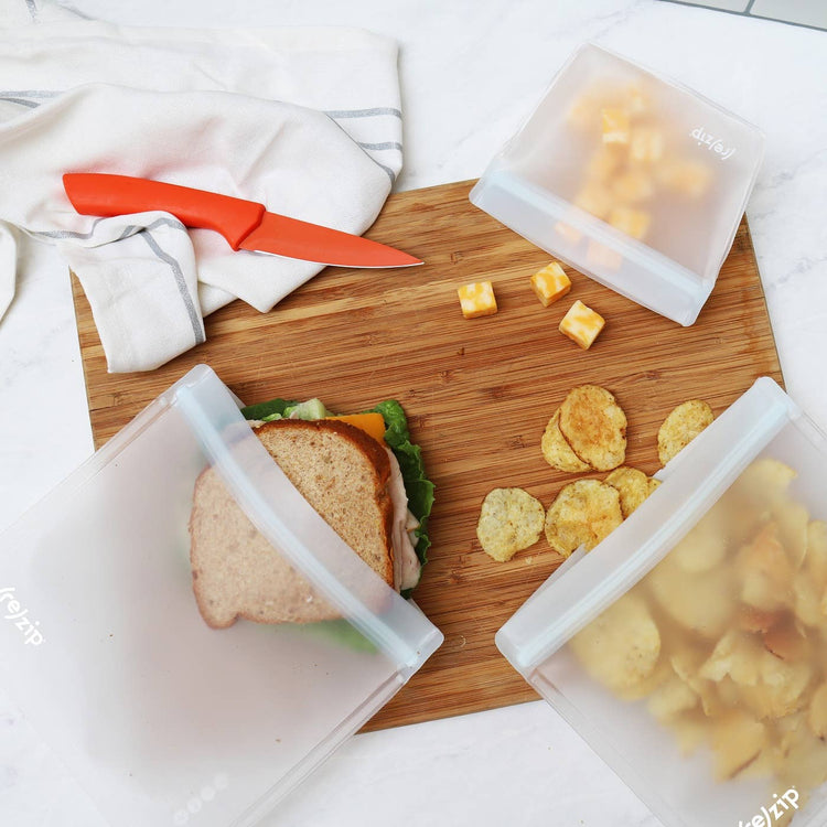 Reusable Flat Lunch Bags - 2 Piece Sets: Clear