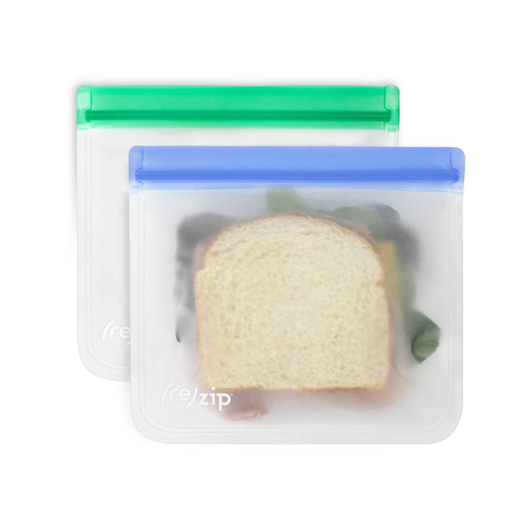 Reusable Flat Lunch Bags - 2 Piece Sets: Clear