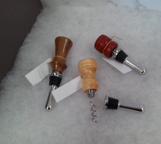 Droplet Wine Bottle Stopper with Hidden Corkscrew Bethany Homestead Creations Handcrafted