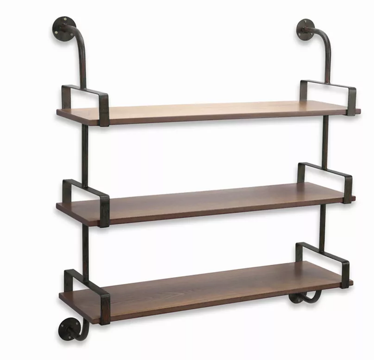 Triple Shelf Wall Rack 31.5"L, 34.25"H MDF/Metal