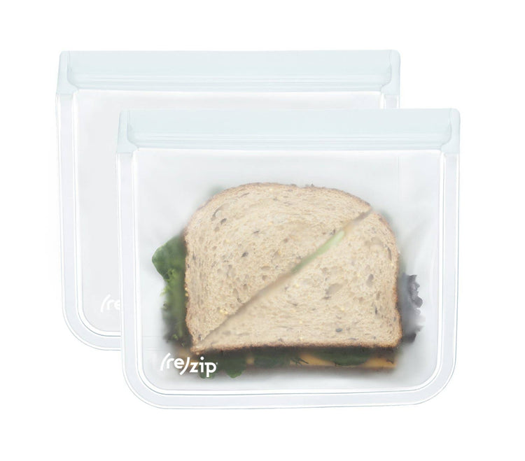 Reusable Flat Lunch Bags - 2 Piece Sets: Clear